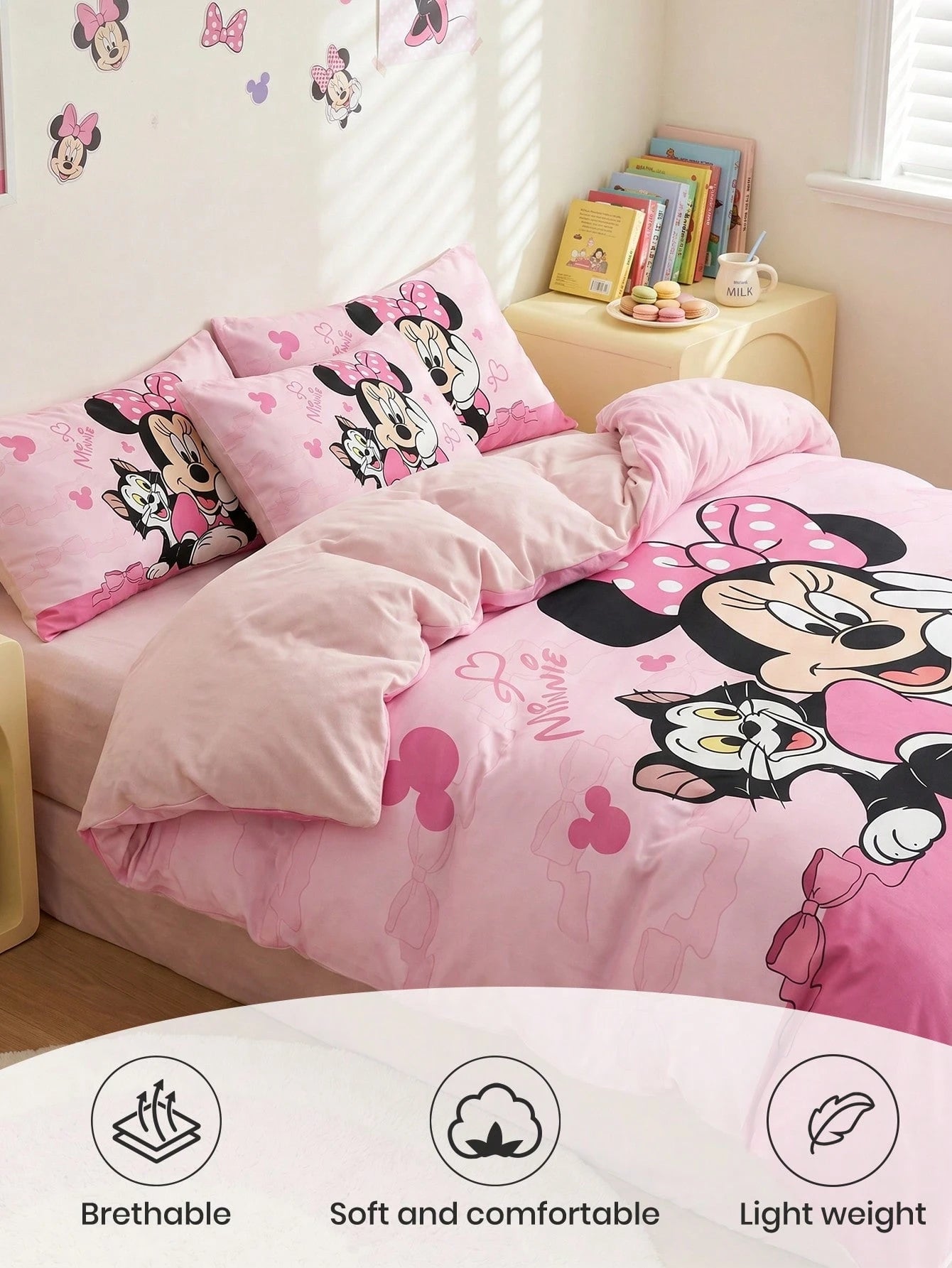 South Life 2/3pcs Disney Print Duvet Cover Set (1 Duvet Cover + 1/2 Pillowcases, No Fill), Soft Anti-Pilling, Suitable For Double/Full/Queen/Standard Bed, Multiple Sizes Available, Machine Washable, B