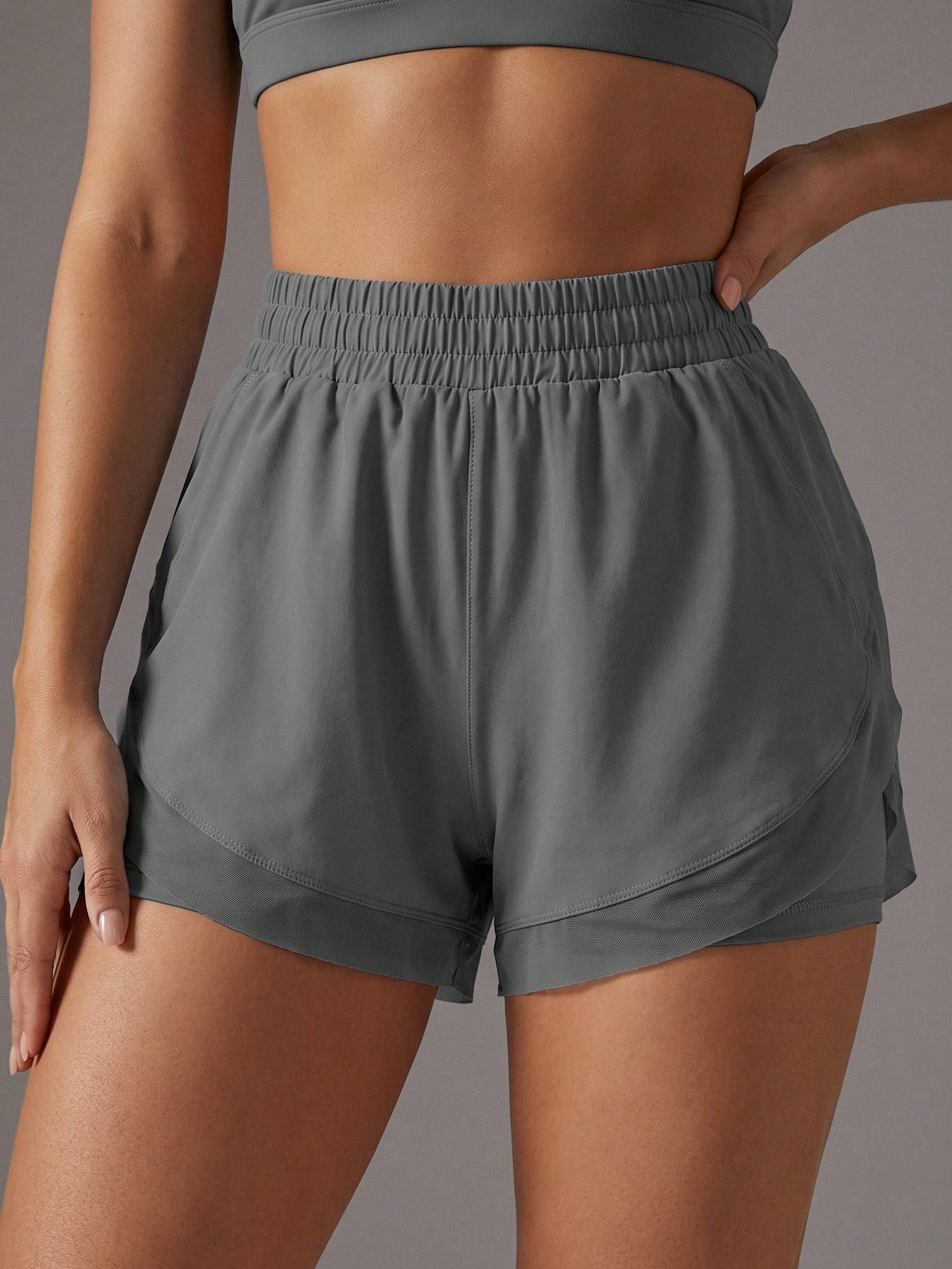 Soyun 1pc New Mesh + 2pcs Yoga Fitness Shorts With Built-In Pockets, Suitable For Daily Casual Outdoor Activities Sports Summer