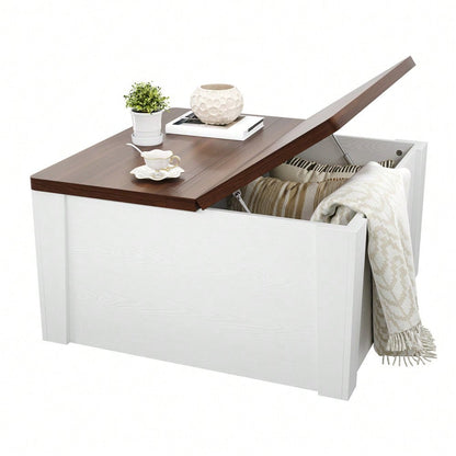 Space-Saving Square Lift-Top Coffee Table – Farmhouse Style With Dual Flip-Top Lids & Hidden Compartment, MDF Center Table For Living Room
