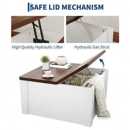 Space-Saving Square Lift-Top Coffee Table – Farmhouse Style With Dual Flip-Top Lids & Hidden Compartment, MDF Center Table For Living Room