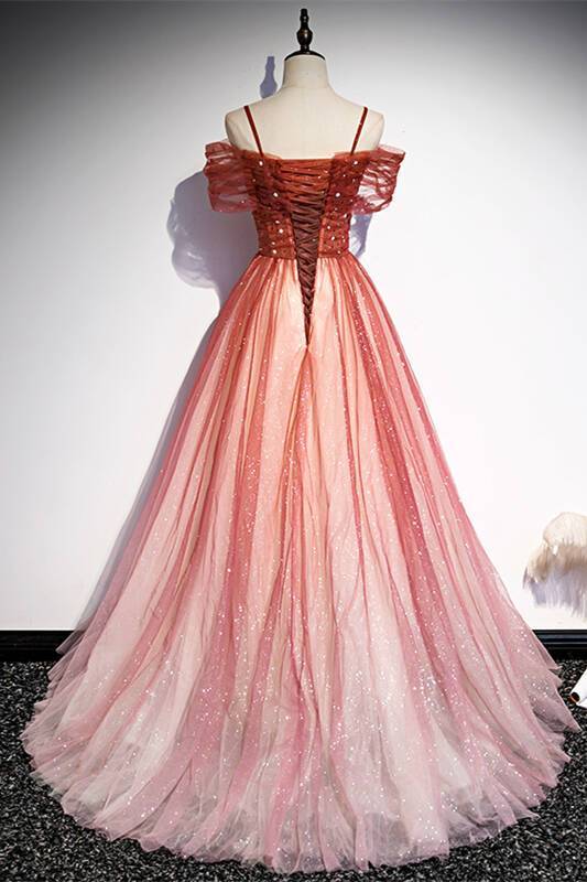 Spaghetti Straps A-line Red Tulle Party Dress