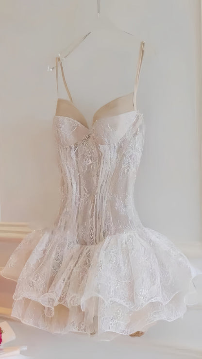 Spaghetti Straps Lace Homecoming Dresses Party Dress,AST2008