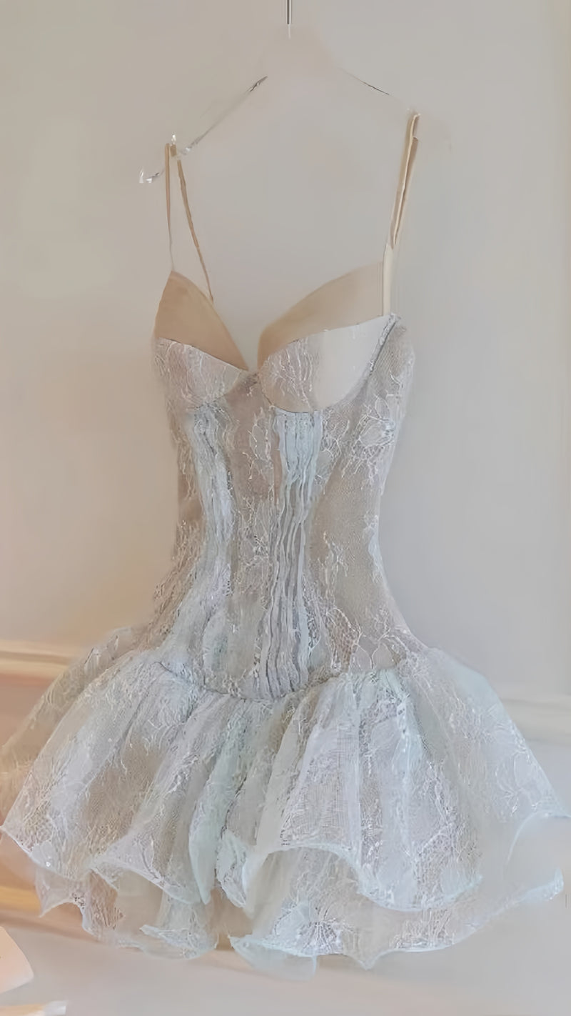 Spaghetti Straps Lace Homecoming Dresses Party Dress,AST2008