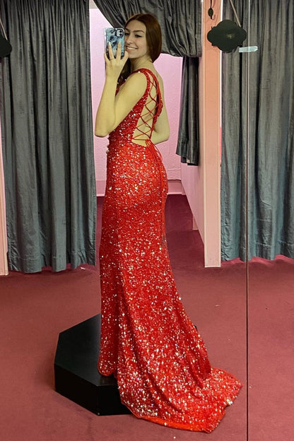 Sparkle Hot Pink Sequin Mermaid One Shoulder Long Formal Dress