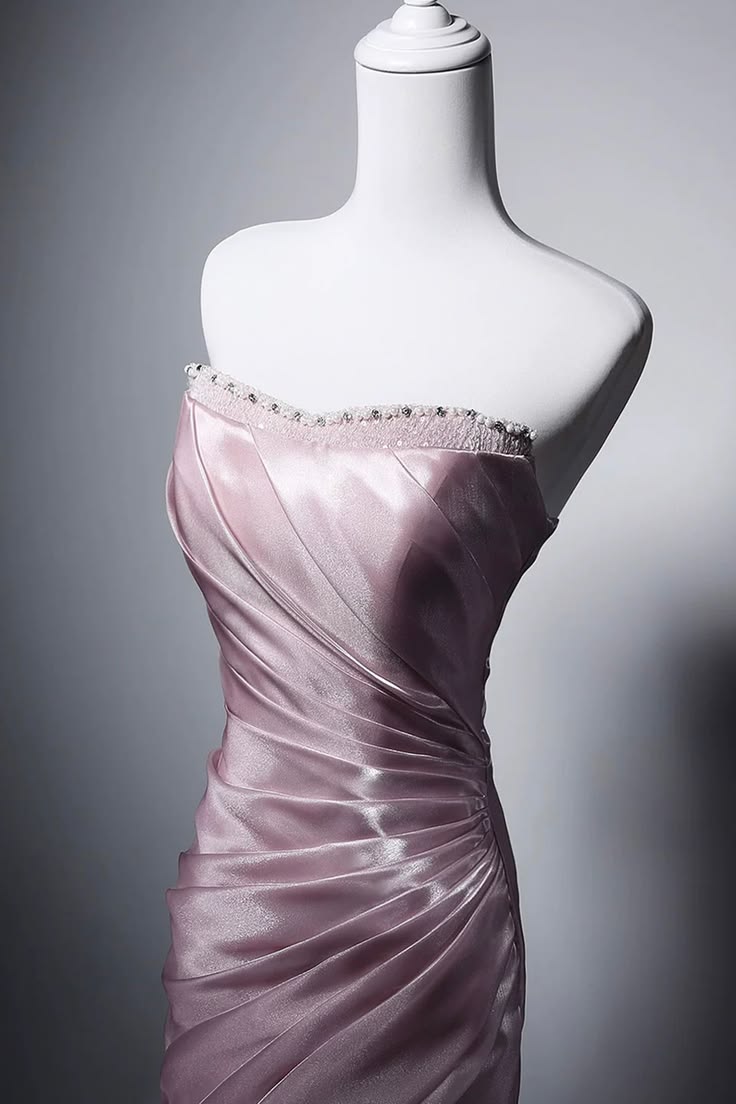 Sparkle Pink Organza Mermaid Long Prom Dresses,AST2320
