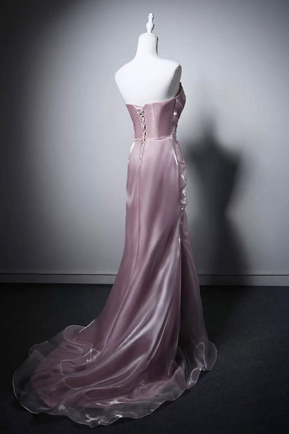 Sparkle Pink Organza Mermaid Long Prom Dresses,AST2320