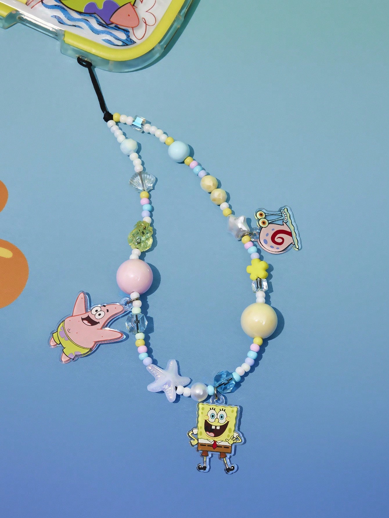 SpongeBob SquarePants| Cute Cartoon Ocean Vacation Mobile Phone Lanyard Cell Phone Pendant Phone Chain Handmade Beaded Starfish Shell Patrick Gary