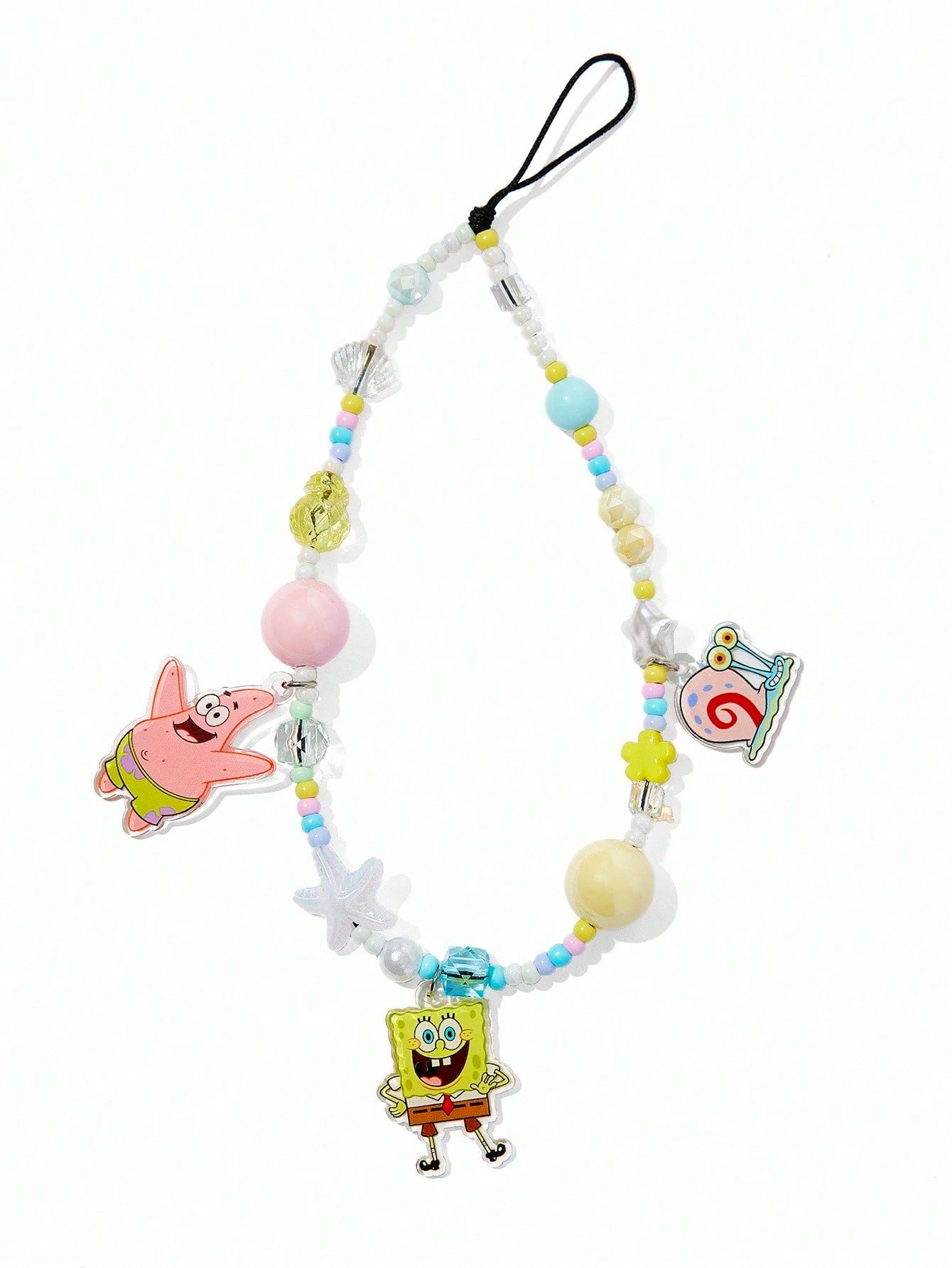 SpongeBob SquarePants| Cute Cartoon Ocean Vacation Mobile Phone Lanyard Cell Phone Pendant Phone Chain Handmade Beaded Starfish Shell Patrick Gary