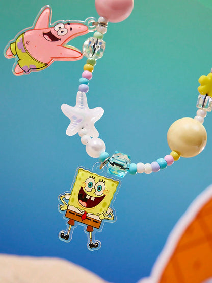 SpongeBob SquarePants| Cute Cartoon Ocean Vacation Mobile Phone Lanyard Cell Phone Pendant Phone Chain Handmade Beaded Starfish Shell Patrick Gary