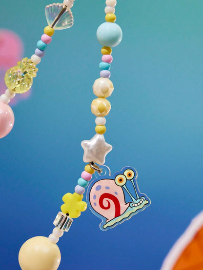 SpongeBob SquarePants| Cute Cartoon Ocean Vacation Mobile Phone Lanyard Cell Phone Pendant Phone Chain Handmade Beaded Starfish Shell Patrick Gary
