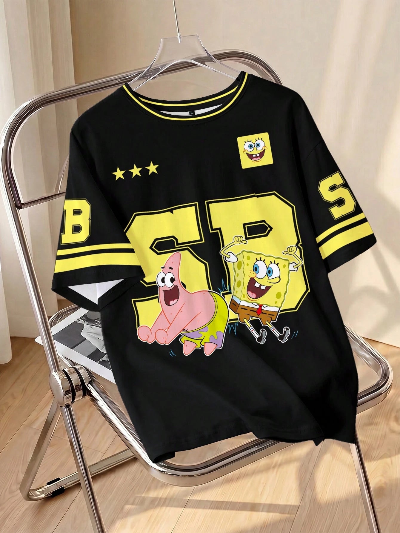 SpongeBob SquarePants| Plus Size Women's Cartoon Print Casual Daily Short Sleeve T-Shirt