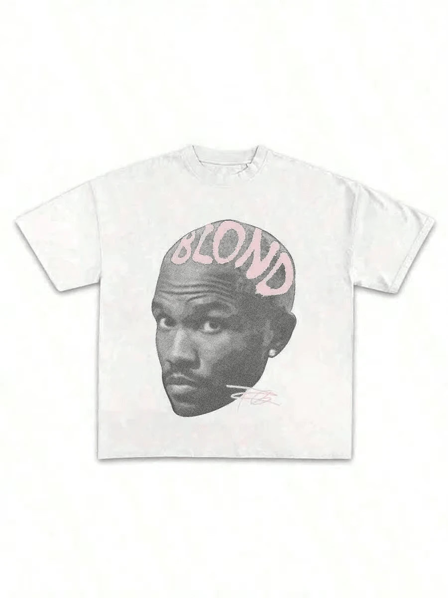 Spring Outfits For Women Blond Pink Shirt Rap Tee Gift For Fans Rap Music Y2K Cotton Oversized Streetwear Shirt Rap Tee Concert Merch Blonds Album Cov