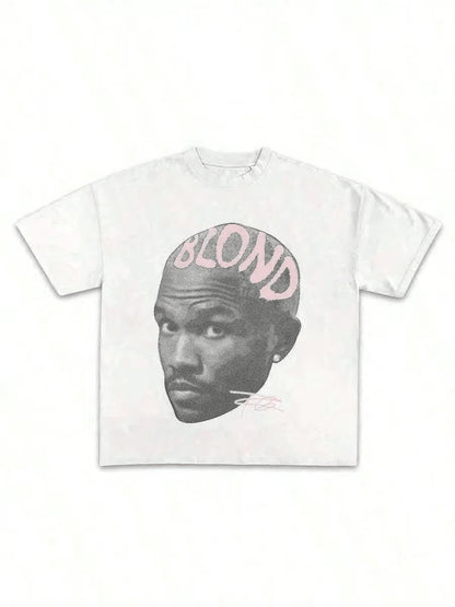 Spring Outfits For Women Blond Pink Shirt Rap Tee Gift For Fans Rap Music Y2K Cotton Oversized Streetwear Shirt Rap Tee Concert Merch Blonds Album Cov