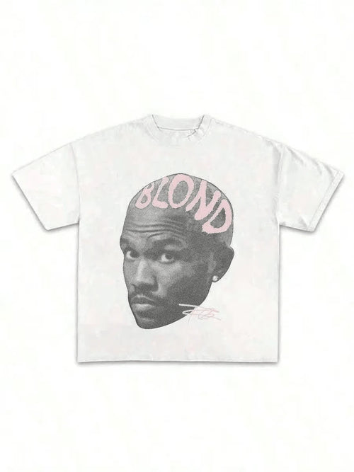 Spring Outfits For Women Blond Pink Shirt Rap Tee Gift For Fans Rap Music Y2K Cotton Oversized Streetwear Shirt Rap Tee Concert Merch Blonds Album Cov