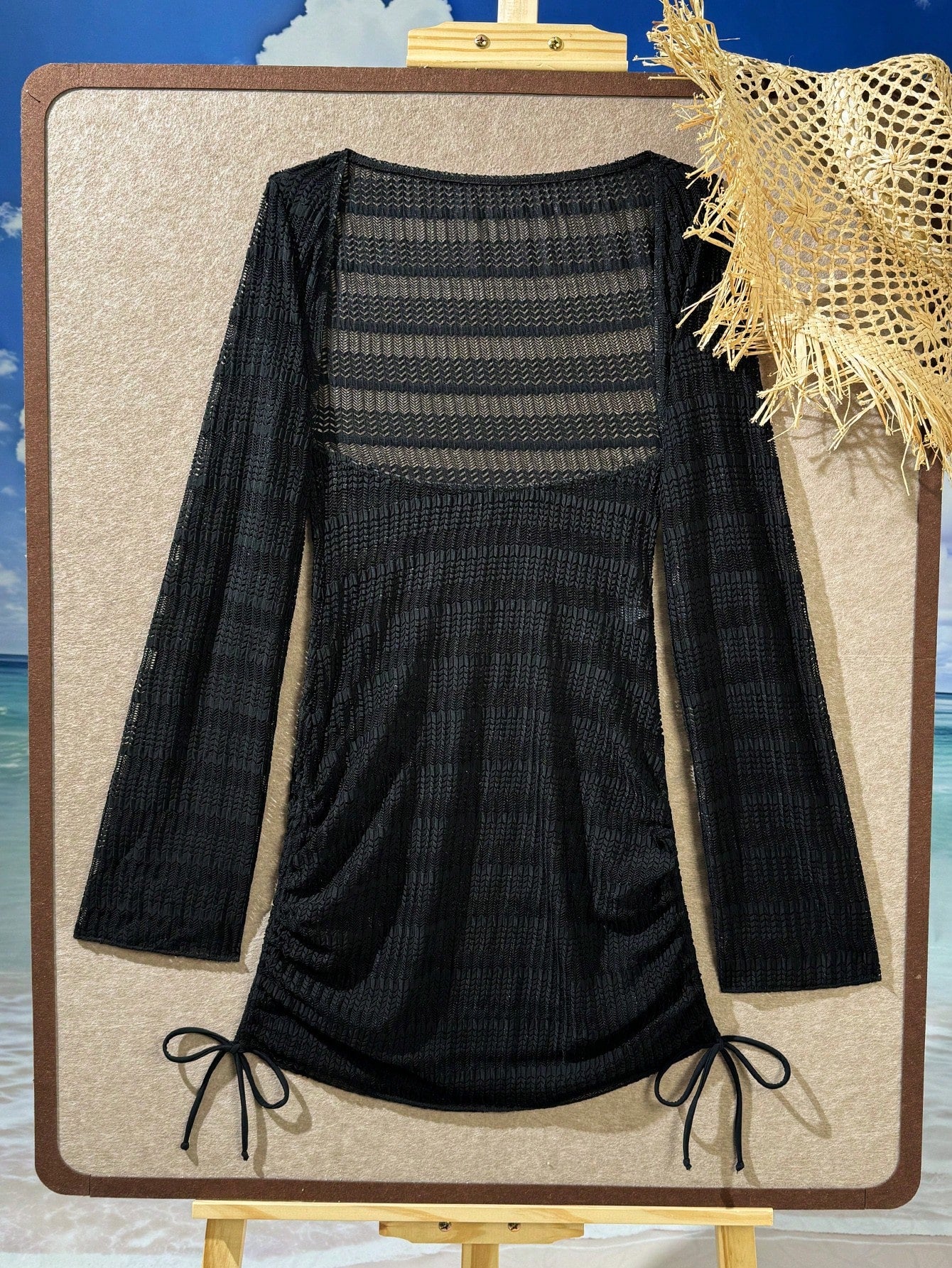Spring/Summer New Luminous Solid Black Textured Fabric High Elasticity Sexy Cut-Out Side Ruched Bodycon Slimming Black Party Travel Cruise Vacation Beach Wear Women's Romantic Vacation One-Piece Swims