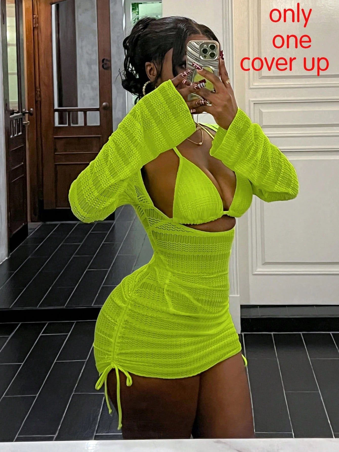 Spring/Summer New Luminous Solid Black Textured Fabric High Elasticity Sexy Cut-Out Side Ruched Bodycon Slimming Black Party Travel Cruise Vacation Beach Wear Women's Romantic Vacation One-Piece Swims