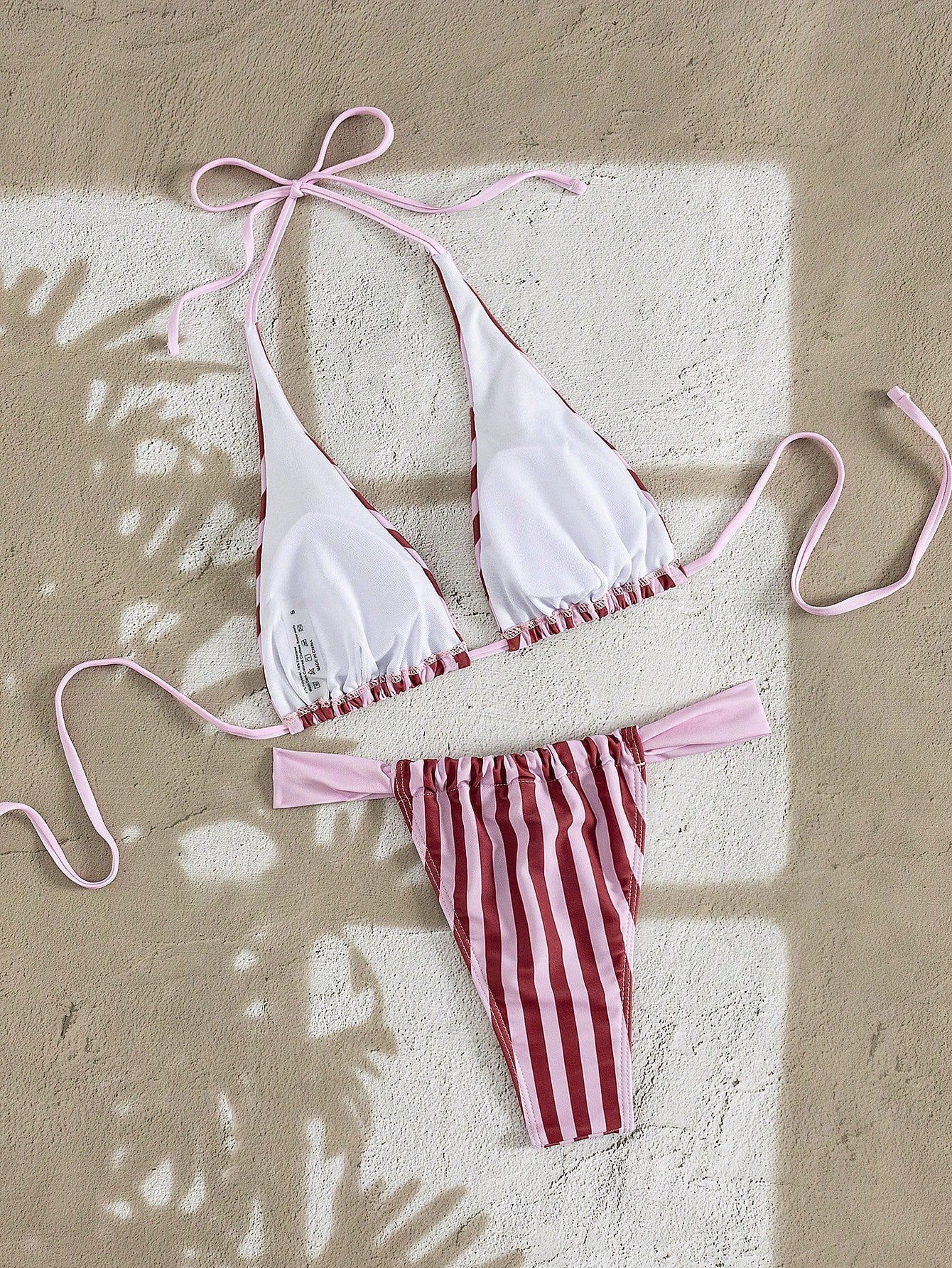 Spring Summer Women's Sexy Fashion Pink Striped Bikini Set Dot, Beach Polka Dot