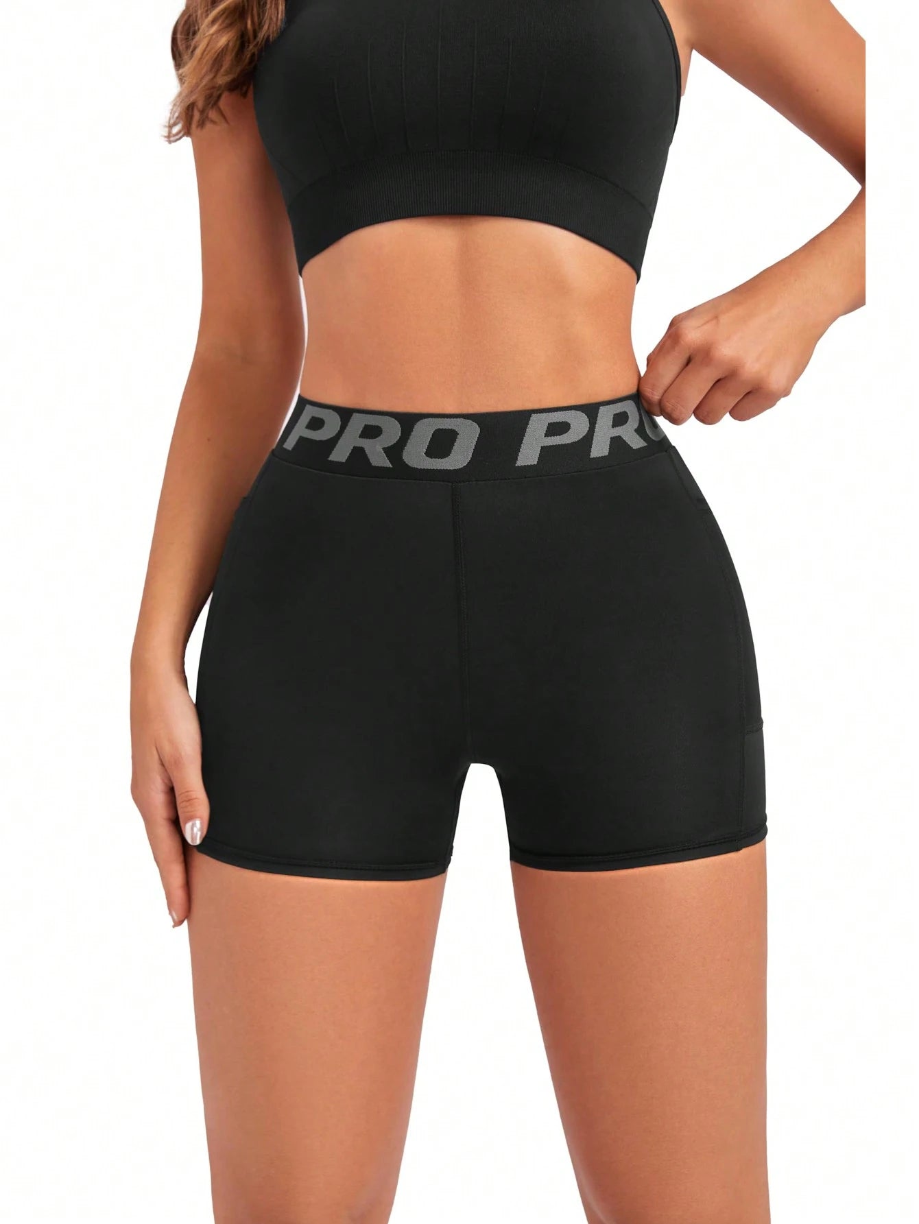 (Spring/Summer) Women Sports Yoga Shorts And Leggings, Suitable For Spring And Summer Wear Black