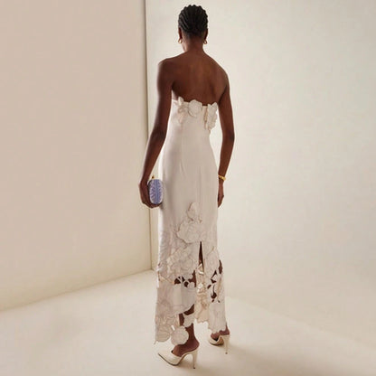 Square Strap Fuzzy Fringe A Line Midi Dress Swing Fit Bridal Shower Cocktail Party Outfit