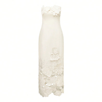 Square Strap Fuzzy Fringe A Line Midi Dress Swing Fit Bridal Shower Cocktail Party Outfit