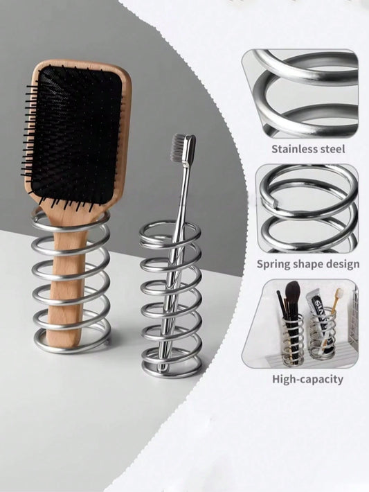 Stainless Steel Toothbrush Holder, Metal Bathroom Accessories, Toothpaste & Makeup Brush Storage Rack, Home Decor
