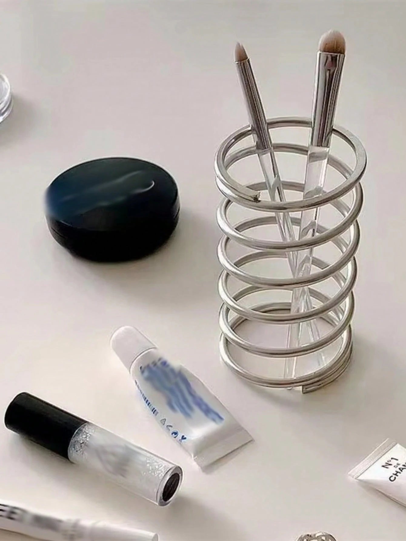 Stainless Steel Toothbrush Holder, Metal Bathroom Accessories, Toothpaste & Makeup Brush Storage Rack, Home Decor
