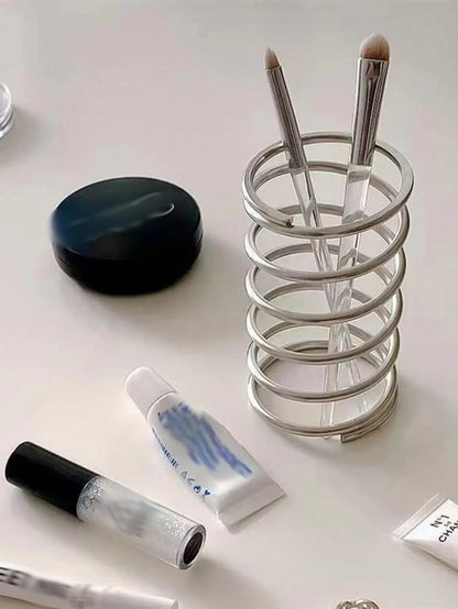 Stainless Steel Toothbrush Holder, Metal Bathroom Accessories, Toothpaste & Makeup Brush Storage Rack, Home Decor