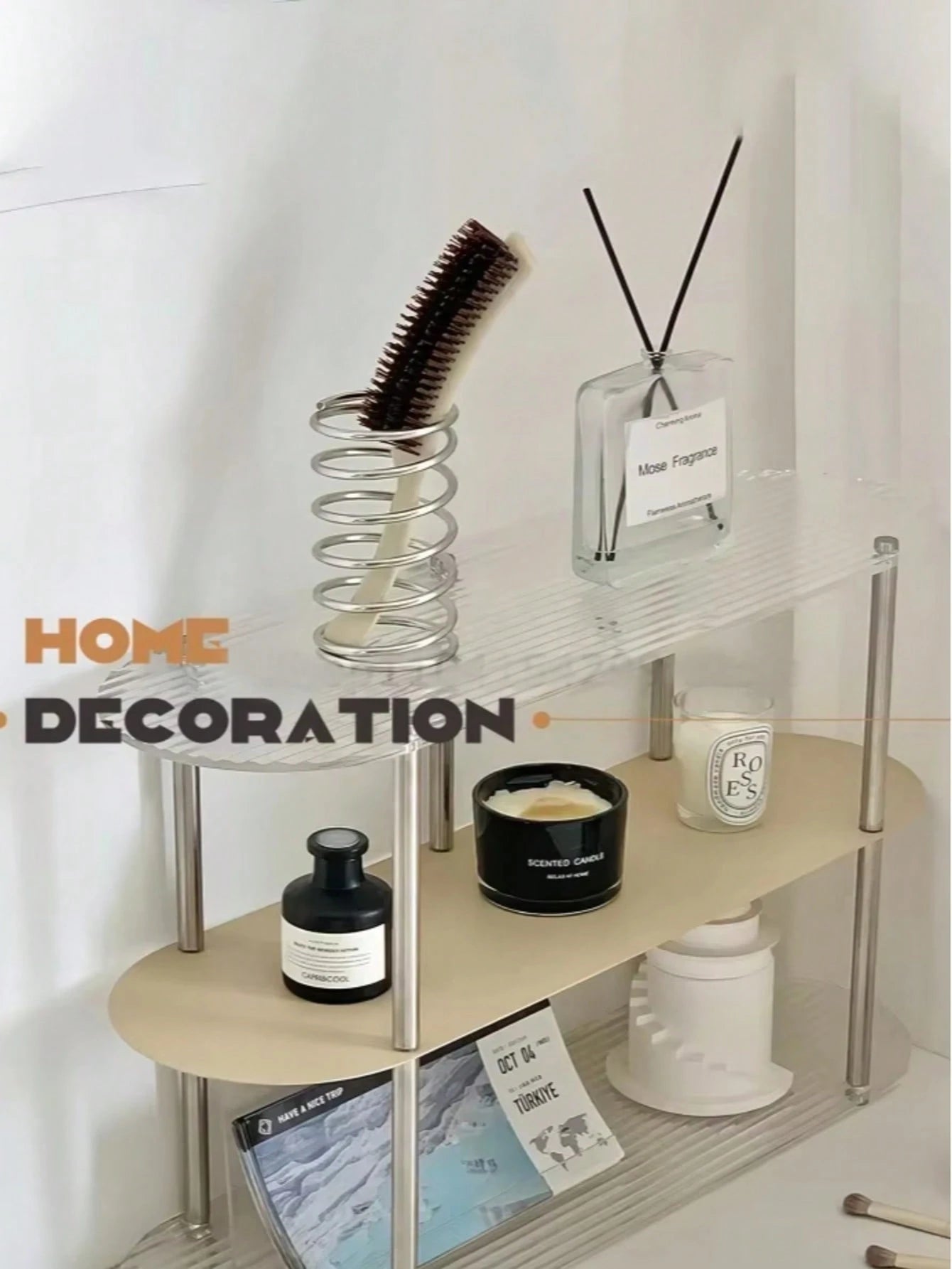 Stainless Steel Toothbrush Holder, Metal Bathroom Accessories, Toothpaste & Makeup Brush Storage Rack, Home Decor