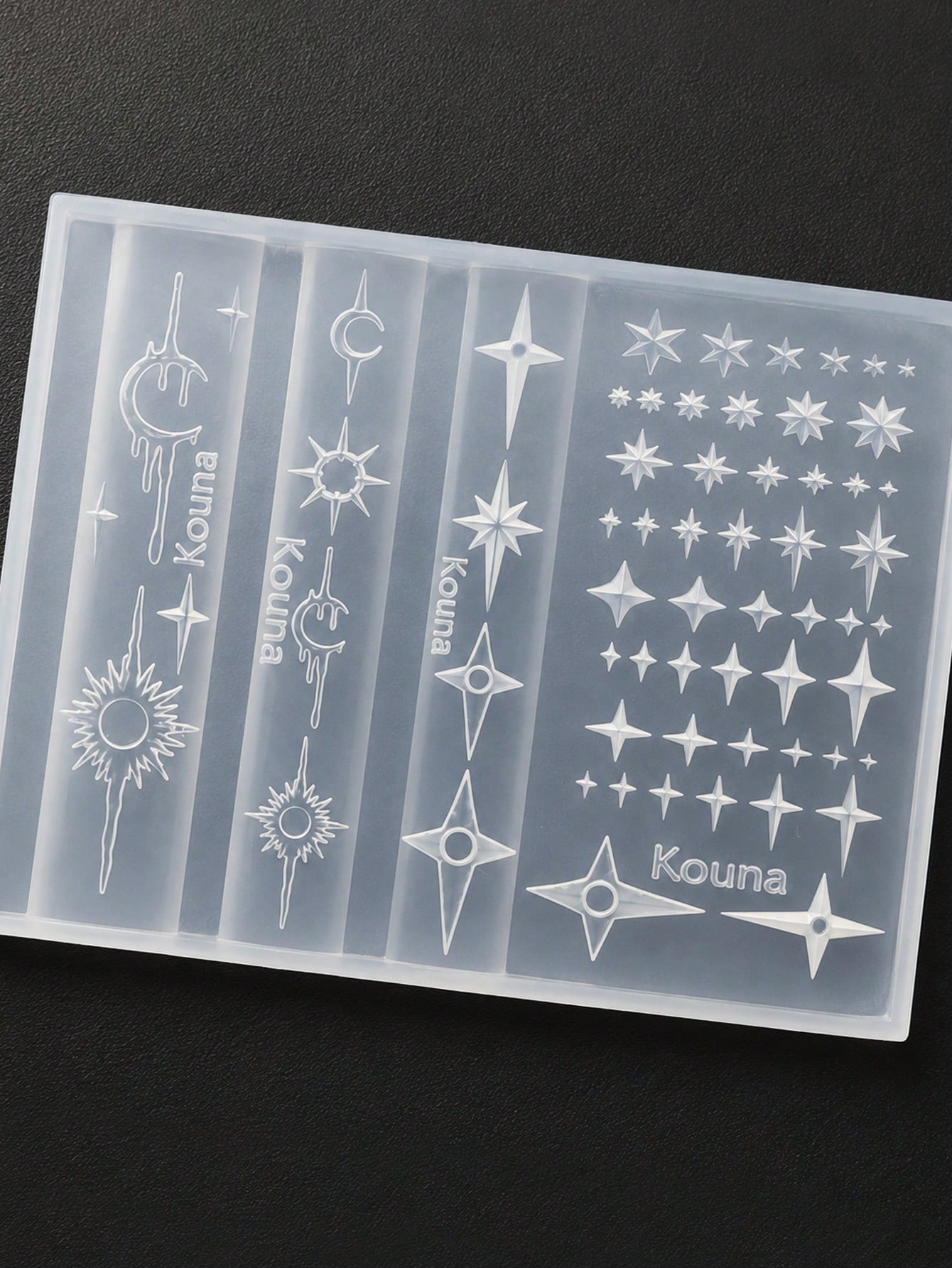 Star Moon & Star Nail Art Silicone Mold, Includes Crescent Moon, Sun Star, Four-Pointed Star, Multi-Size Stars, Dark Hot Girl Style Nail DIY Carving Silicone Mold, Zero Damage Demolding, Delicate 3D T