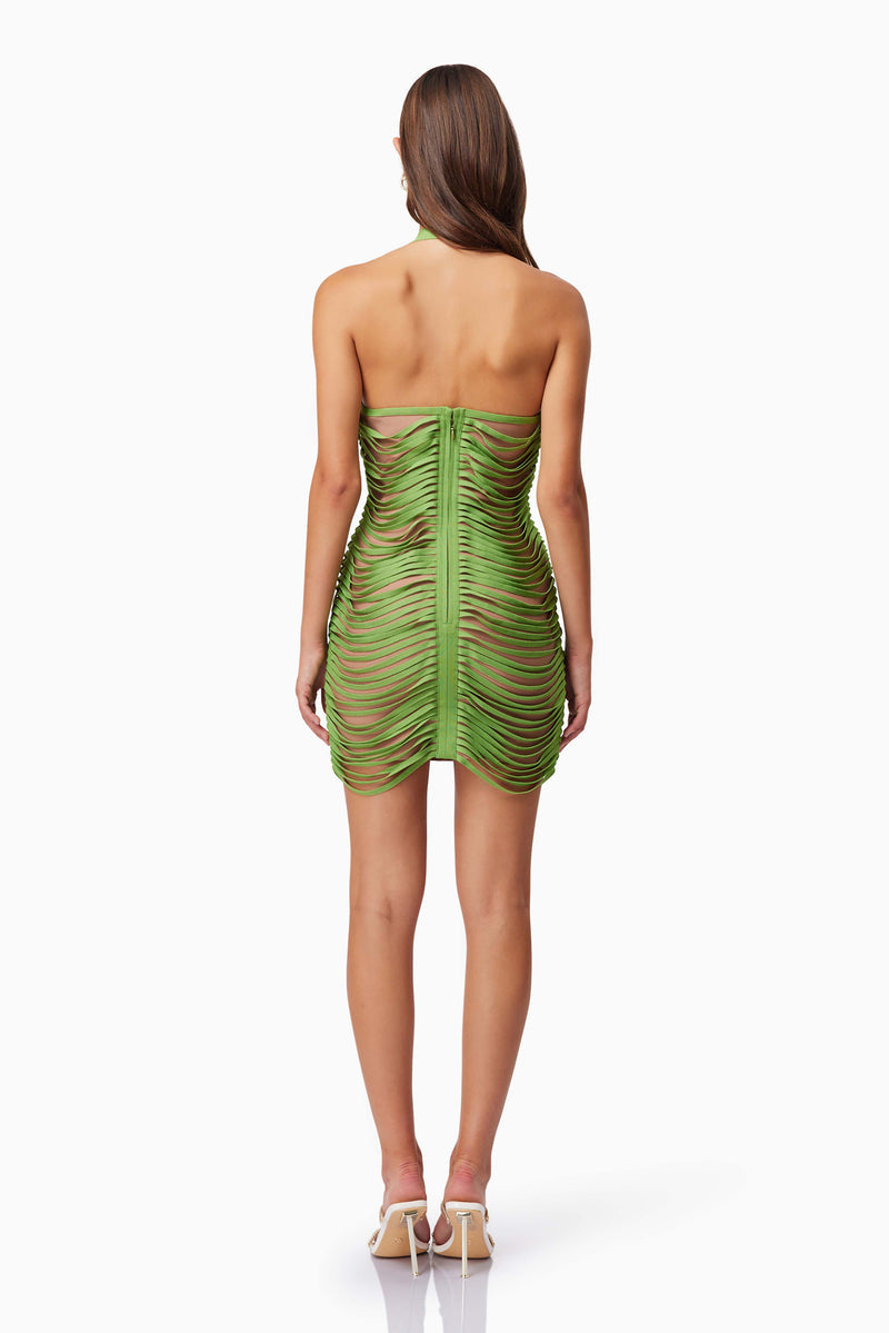 Stella Halter Neck Mini Dress - Green - SHOPJAUS - JAUS