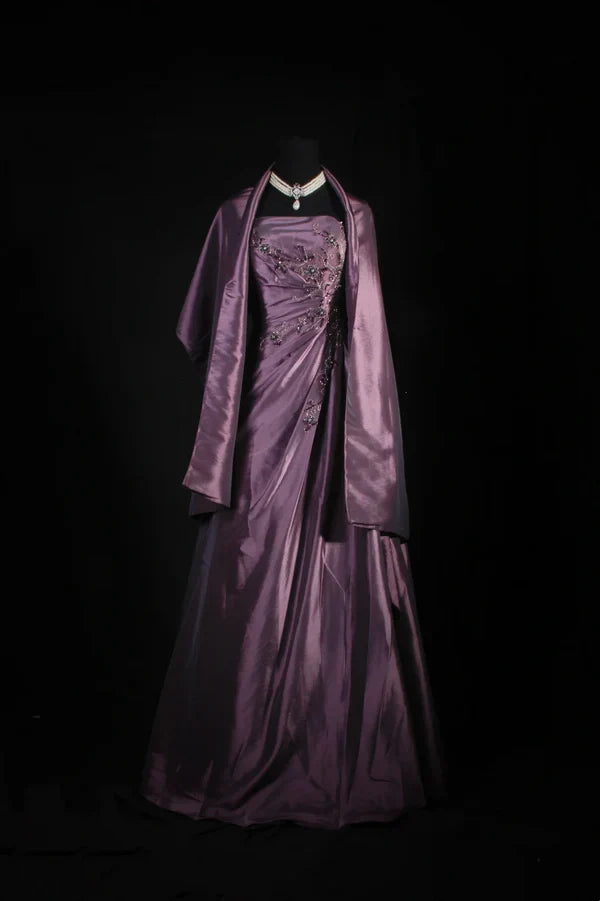 Strapless Purple Beaded Prom Dress Formal Party Dress Evening Dress,AST2279