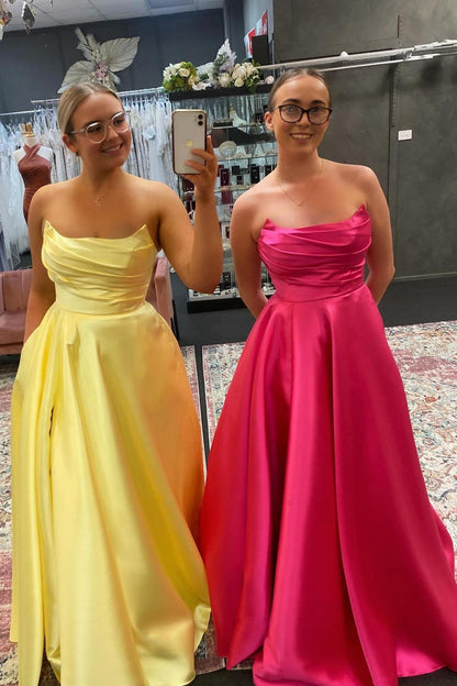 Strapless Sage Green Satin A-line Long Formal Gown