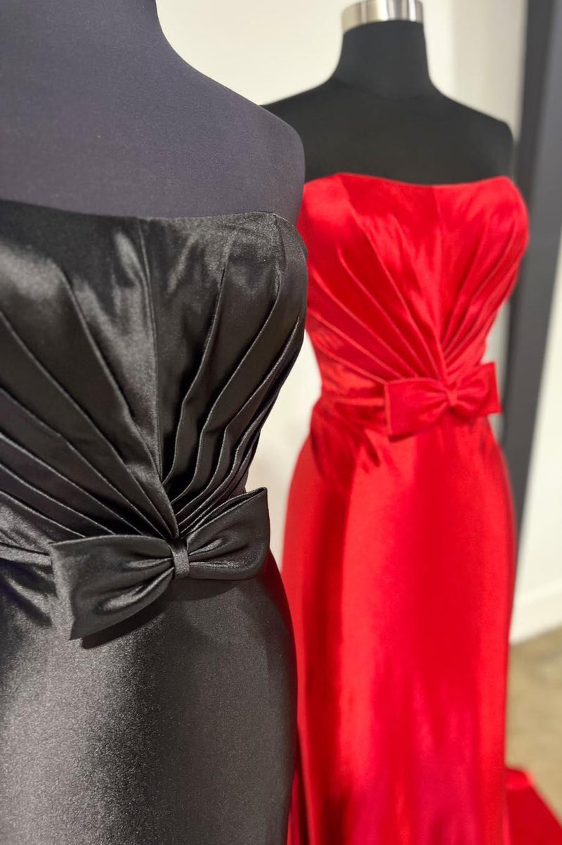 Strapless Satin Mermaid Long Prom Dress