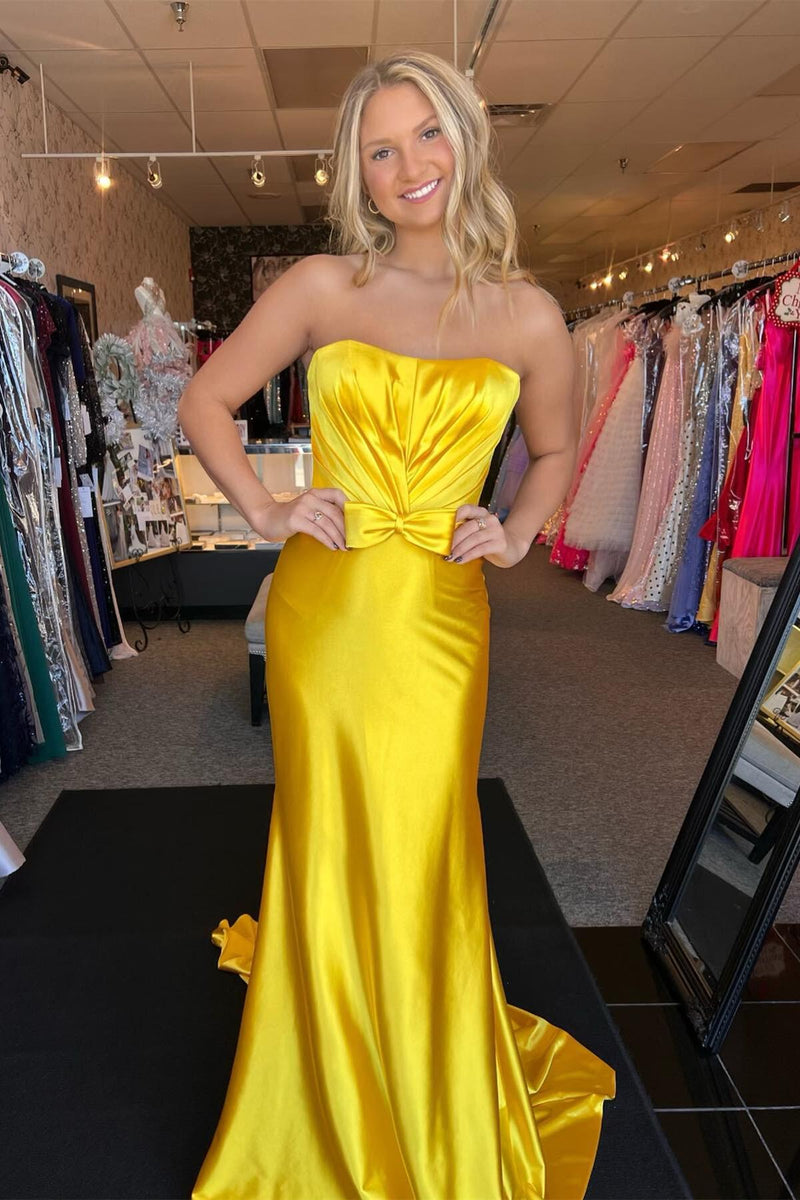 Strapless Satin Mermaid Long Prom Dress