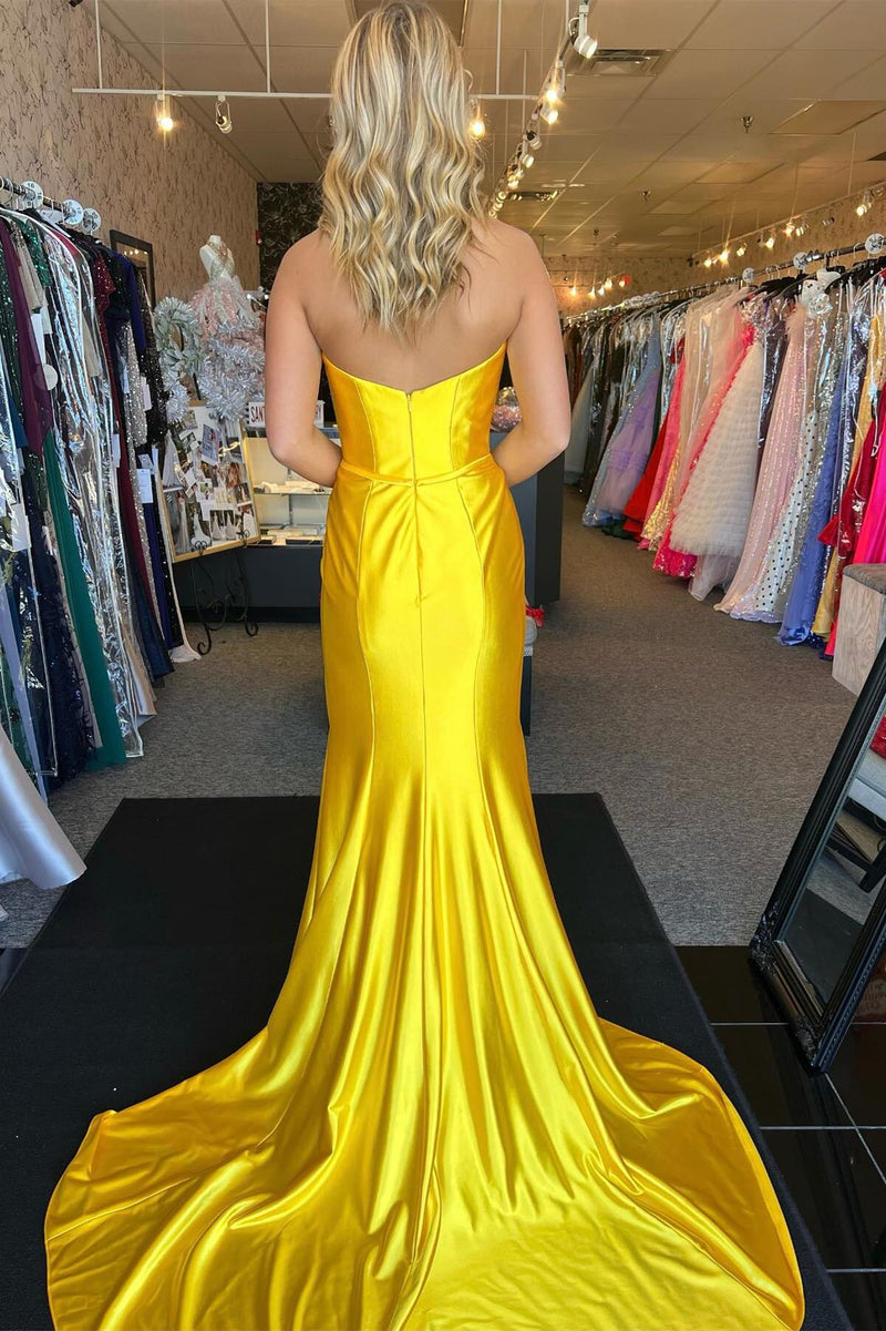 Strapless Satin Mermaid Long Prom Dress