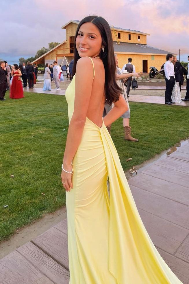 Straps Lavender Mermaid Formal Dress with Train