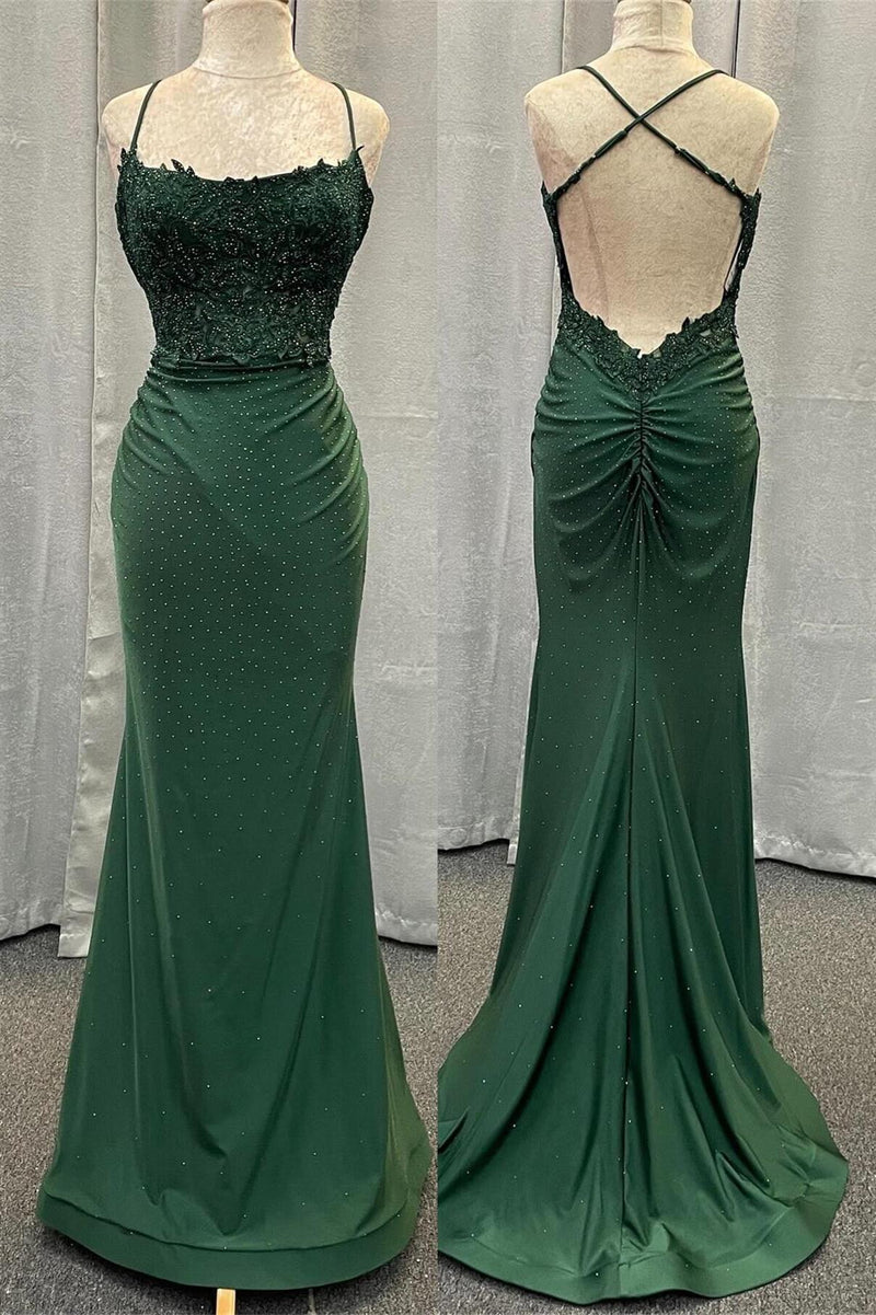 Straps Royal Blue Beaded Mermaid Long Formal Dress