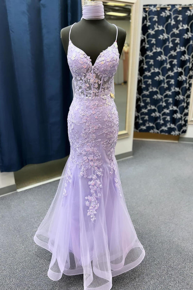 Straps Sage Green Lace Appliques Mermaid Long Prom Dress