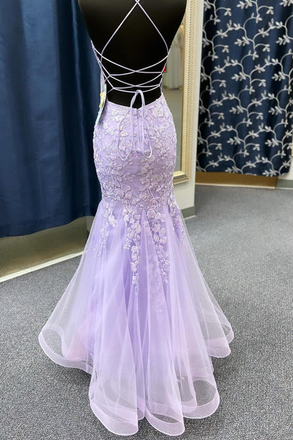 Straps Sage Green Lace Appliques Mermaid Long Prom Dress
