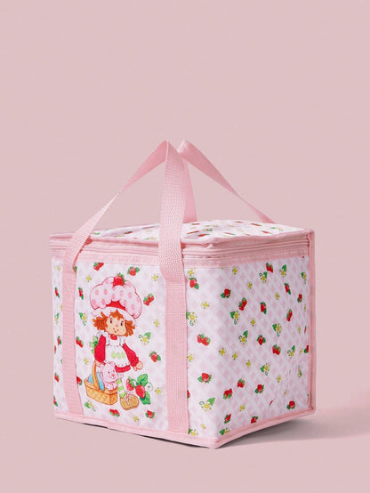 Strawberry Shortcake X 1 Pc Cute Strawberry Printed RPET Thermal Insulated Lunch Bag,Keeps Food Warm Or Cold, Picnic Bag, Large Capacity, Can Hold Lunch Boxes And Drinks, Suitable For Picnics, C