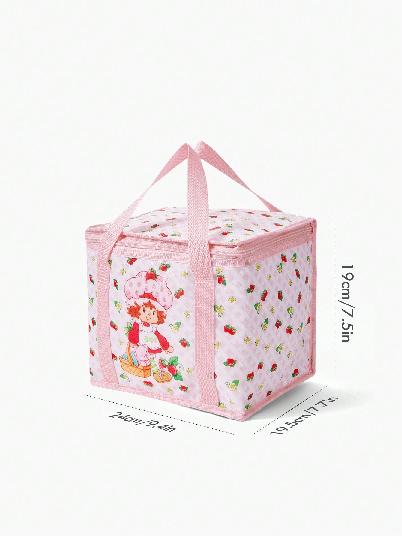 Strawberry Shortcake X 1 Pc Cute Strawberry Printed RPET Thermal Insulated Lunch Bag,Keeps Food Warm Or Cold, Picnic Bag, Large Capacity, Can Hold Lunch Boxes And Drinks, Suitable For Picnics, C