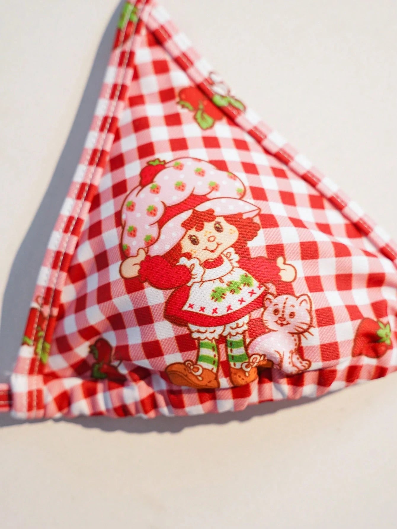 Strawberry Shortcake X Women's Summer Beach Plaid Print Halter Bikini Set