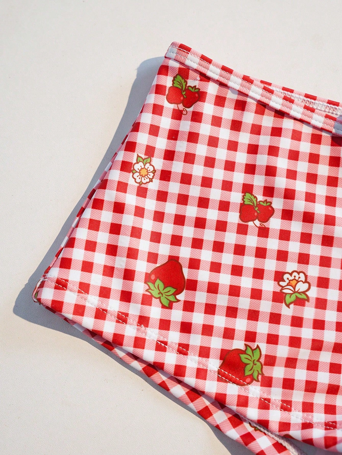 Strawberry Shortcake X Women's Summer Beach Plaid Print Halter Bikini Set