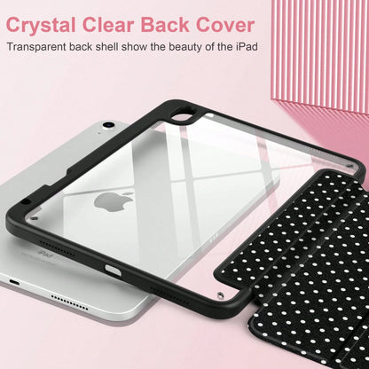 Stylish Black Polka Dots Tablet Case Triple Fold Auto Sleep Wake With Stylus Slot Shockproof Anti-Scratch Protective Cover For IPad 11 A16 10th/12th Gen Air 1-8 Pro 13 M4/M5 Mini 4-6 Women Back To Sch