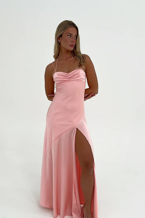 Stylish Sheath Spaghetti Straps Pink Party Dress with Criss Cross Back