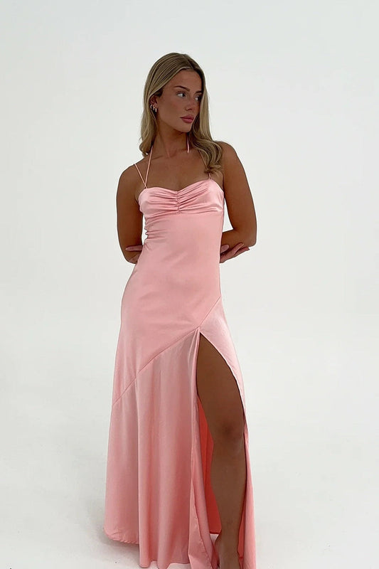 Stylish Sheath Spaghetti Straps Pink Party Dress with Criss Cross Back