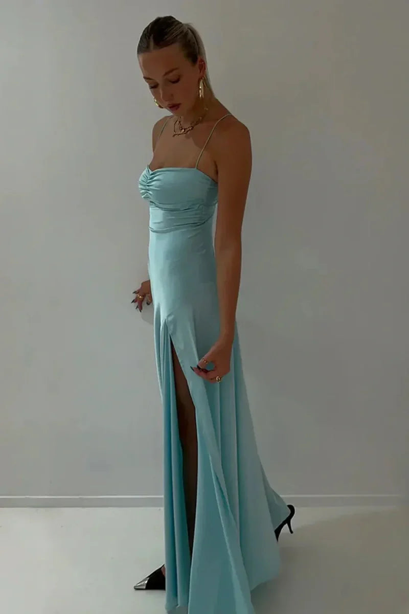 Stylish Sheath Spaghetti Straps Pink Party Dress with Criss Cross Back