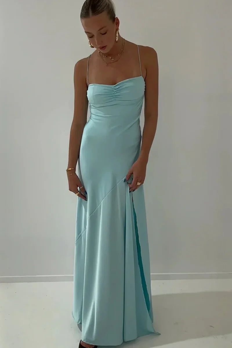 Stylish Sheath Spaghetti Straps Pink Party Dress with Criss Cross Back