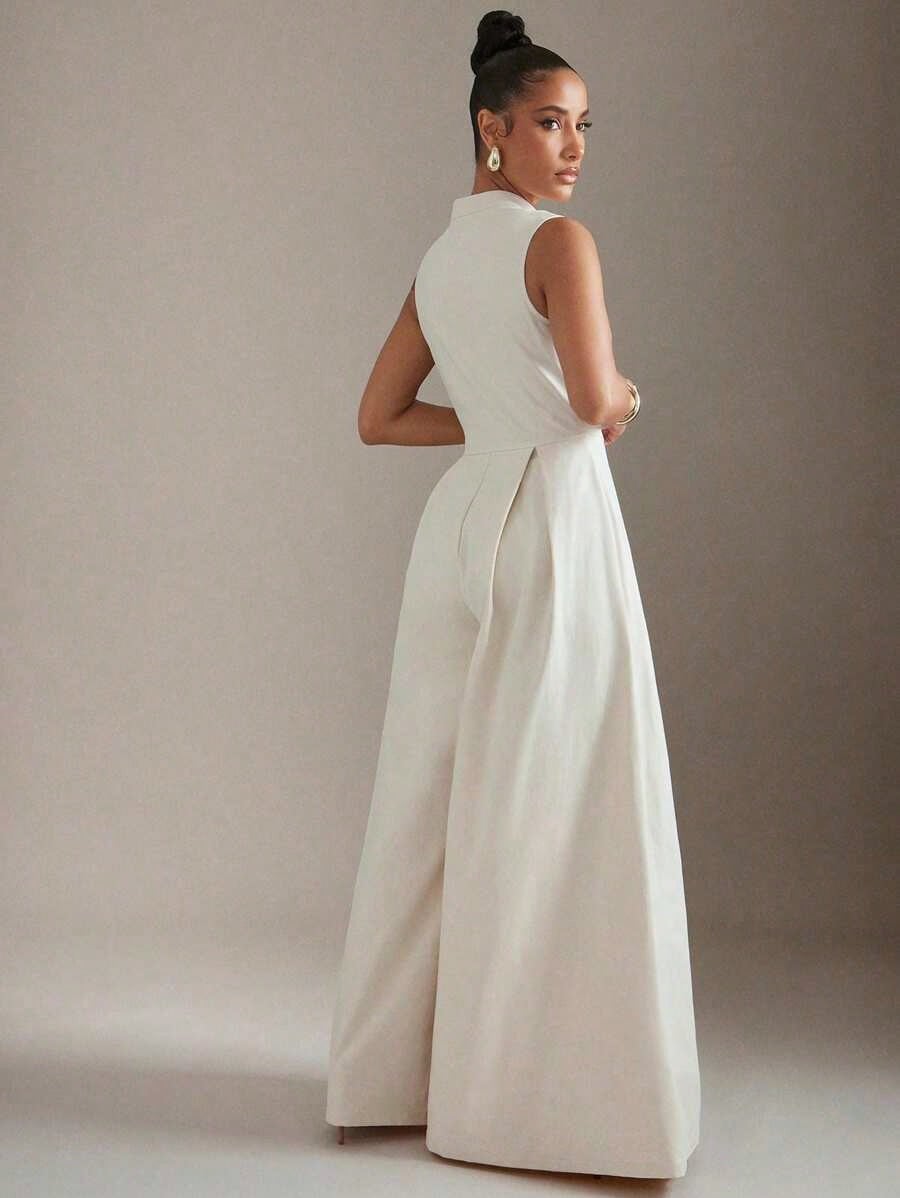 Summer Dresses For WomenHauture Extreme Wide Leg Zip Front Sleeveless Jumpsuitdresses For Women