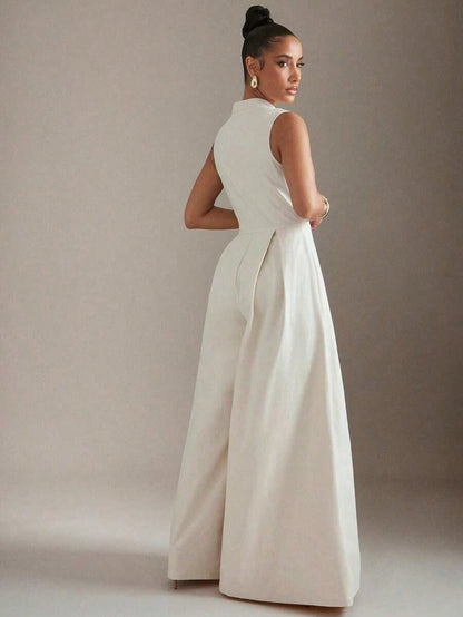 Summer Dresses For WomenHauture Extreme Wide Leg Zip Front Sleeveless Jumpsuitdresses For Women